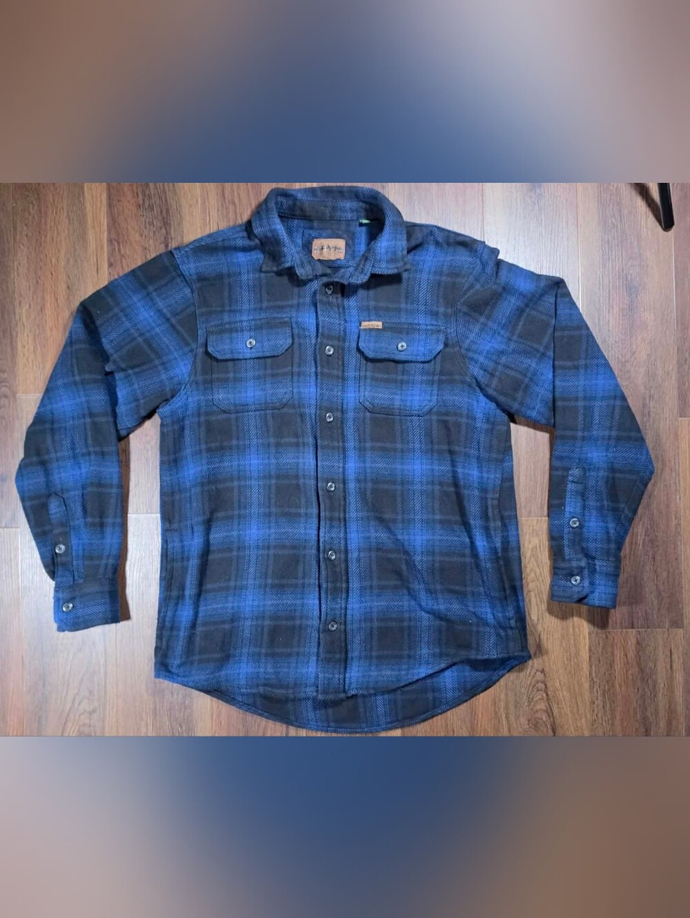 Orvis Blue and Black Plaid Short-Sleeve Button-Down Shirt